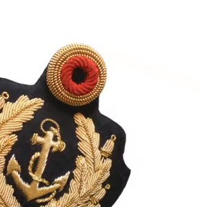 New Design Premium Fashion Embroidered Bullion Wire <b>Badges</b> Hand Made Embroidery Gold Bullion Wire Embroidered <b>Badges</b> - Product Image 6