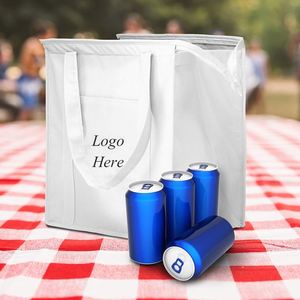 Wholesale Non Woven Food <b>Cooler</b> Bag Portable <b>Cans</b> Beverage Thermal Insulated Bag White Nonwoven <b>Cooler</b> Bag Sublimation - Product Image 6