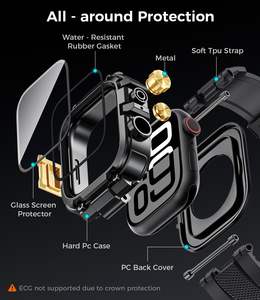 Coque de protection 3 en 1 avec protection d'écran en verre trempé intégrée, étanche, avec bracelet pour <span class=keywords><strong>Apple</strong></span> <span class=keywords><strong>Watch</strong></span> 11/10/9/8/7/6/5/4/SE - Product Image 5