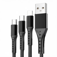 Câble de charge rapide USB 2.0 vers Micro 3A en nylon tressé avec connecteurs en alliage d'aluminium et logo personnalisé, vente en gros