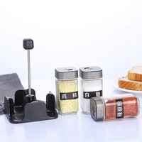 Lot de 4 pots à épices carrés en verre vides – Ensemble unique de bocaux à épices en verre