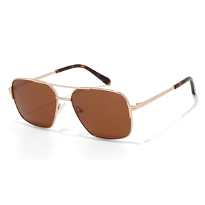 Gafas de Sol Rectangulares Estilo Piloto, Montura Metálica Completa, Lentes Marrones, Protección UV400, Unisex para Adultos - Product Image 1