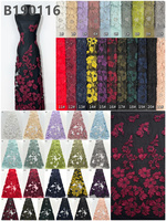 CHOCOO, Nouveau Design, Tissu en Dentelle de Gaze Perlée à Tubes Longs, Broderie Florale Couleur Kaki, Tissu de Dentelle Africaine à Perles
