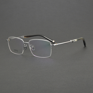 Kính mắt gọng titan mạ vàng 18K H2365 sừng trâu, kiểu nửa khung vuông sang trọng, xuất xưởng Thâm Quyến - Product Image 3