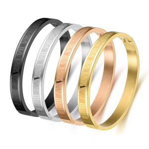 Nuevo Brazalete Digital Romano de Acero Inoxidable, Pulsera de Moda con Hebilla Abierta Personalizada y Dijes - Product Image 1