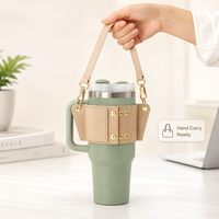 Manchon à boisson personnalisé en cuir écologique, riveté, de qualité supérieure, avec étiquettes tissées, pour coffret cadeau d'hôtel