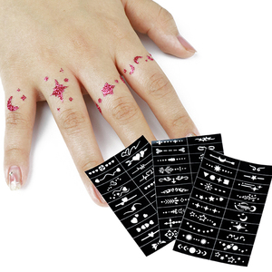 GP all'ingrosso stencil per unghie autoadesive per le dita riutilizzabili per tatuaggi e pittura all'henné modelli di applicazione temporanea del viso - Product Image 2