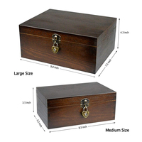 Mallette de rangement en bois décorative artisanale armoire conteneur couvercle à charnière organisateur boîtes à souvenirs en bois avec serrure et clés