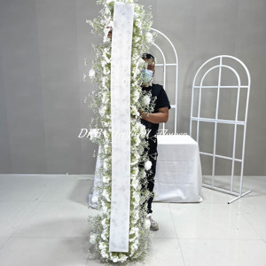 2025 popular white baby breath <strong>flower</strong> artificial runner wedding <strong>flower</strong> table runner babys breath