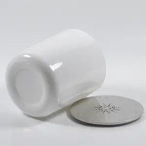 Supplier of Glossy WhiteOpaque Glass Candle Vessels with Lids Tea Light Holder for Home Decoration Silk Screen Printing