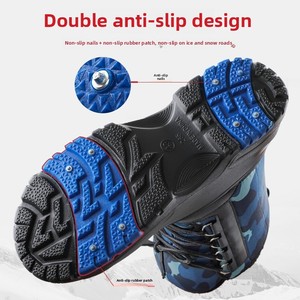 Doublure <span class=keywords><strong>polaire</strong></span> détachable double couche chaude d'hiver imperméable avec semelle antidérapante clous en acier Bottes <span class=keywords><strong>de</strong></span> neige imperméables pour hommes - Product Image 6