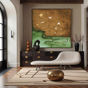 Peinture abstraite de paysage Wabi Sabi, peinte à la main, grande taille, pour salle à manger, salon, décoration intérieure - Product Image 6