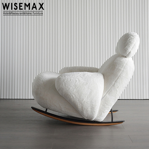 WISEMAX – mobilier de salon nordique en tissu blanc, <span class=keywords><strong>fauteuil</strong></span> de loisirs en <span class=keywords><strong>fourrure</strong></span>, base métallique pivotante, chaise de salon - Product Image 5