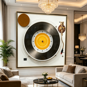 wholesale Custom <b>Framed</b> Crystal Porcelain Painting Wall Art Vintage <b>Vinyl</b> Record Turntable Print for Music Room Home Decor - Product Image 6