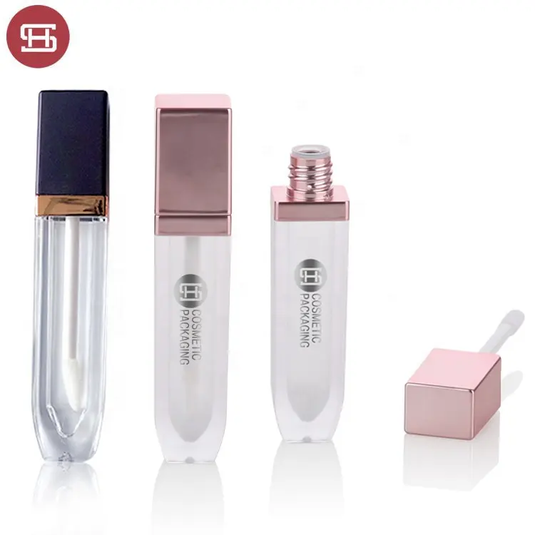 Tubo vacío de brillo de labios, etiqueta privada personalizada de lujo, color rosa y negro, precio bajo