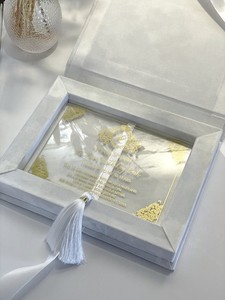 Invitaciones acrílicas transparentes <span class=keywords><strong>de</strong></span> primera calidad con borla Tarjetas RSVP impresas personalizadas <span class=keywords><strong>Caja</strong></span> <span class=keywords><strong>de</strong></span> invitación <span class=keywords><strong>de</strong></span> boda <span class=keywords><strong>de</strong></span> terciopelo marfil <span class=keywords><strong>de</strong></span> lujo - Product Image 3