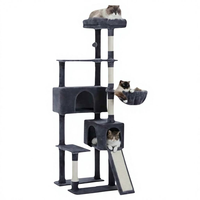 Arbre à chat en daim avec lit intégré - Conception moderne et stable de luxe pour plusieurs chats
