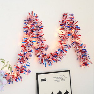 Ghirlanda Luminosa con Bandiera Americana all'Ingrosso, Luci LED per il 4 Luglio, Decorazioni Rosso Bianco Blu per il Giorno dell'Indipendenza - Product Image 1