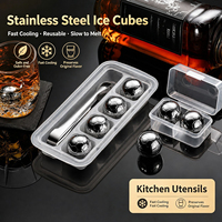 Pierres à whisky réutilisables en acier inoxydable 304, lot de 12, avec boîte de rangement et pince à glace pour cocktails et whisky