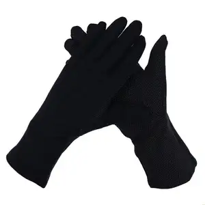 Wholesale Extra Long Palms Rubberized Non-Slip Pvc Dots Covered Riding Backs Waiter Cotton Glove