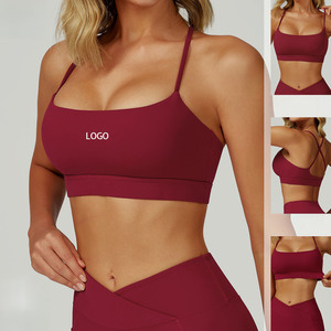 Soutien-gorge design yoga dos croisé pour femmes logo personnalisé Sentiments nus Respirant Couleur unie pour vélo Gym Sports Conjuntos Para Mujeres - Product Image 1