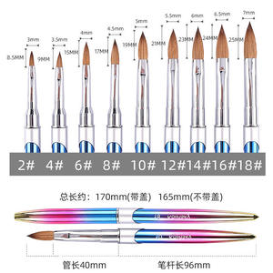 ชุดแปรงอะคริลิคสำหรับทำเล็บลายไล่สีรุ้ง ขนาด 2-20 สำหรับแกะสลัก เจลยูวี วาดลาย ตกแต่งเล็บ - Product Image 5