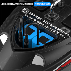 เรือตกปลา Flytec V802Pro พร้อมระบบ GPS และโซนาร์ Balik Bulucu  ความสามารถในการตกปลาด้วยโซนาร์  160 จุดยึดสมอ  4 ช่องใส่เหยื่อ  เสาอากาศคู่ - Product Image 2