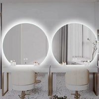 Miroir de Salle de Bain de Table Demi-Rond Antibrouillard Intelligent Tactile LED pour Maquillage et Barbiers