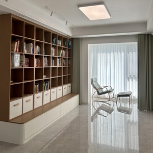 Libreria Moderna <span class=keywords><strong>in</strong></span> Stile Americano Semplice ed Elegante, Interamente <span class=keywords><strong>in</strong></span> Legno con Ante <span class=keywords><strong>in</strong></span> <span class=keywords><strong>Vetro</strong></span> e Ripiani a Pavimento <span class=keywords><strong>per</strong></span> Casa, Ufficio e Scuola - Product Image 4