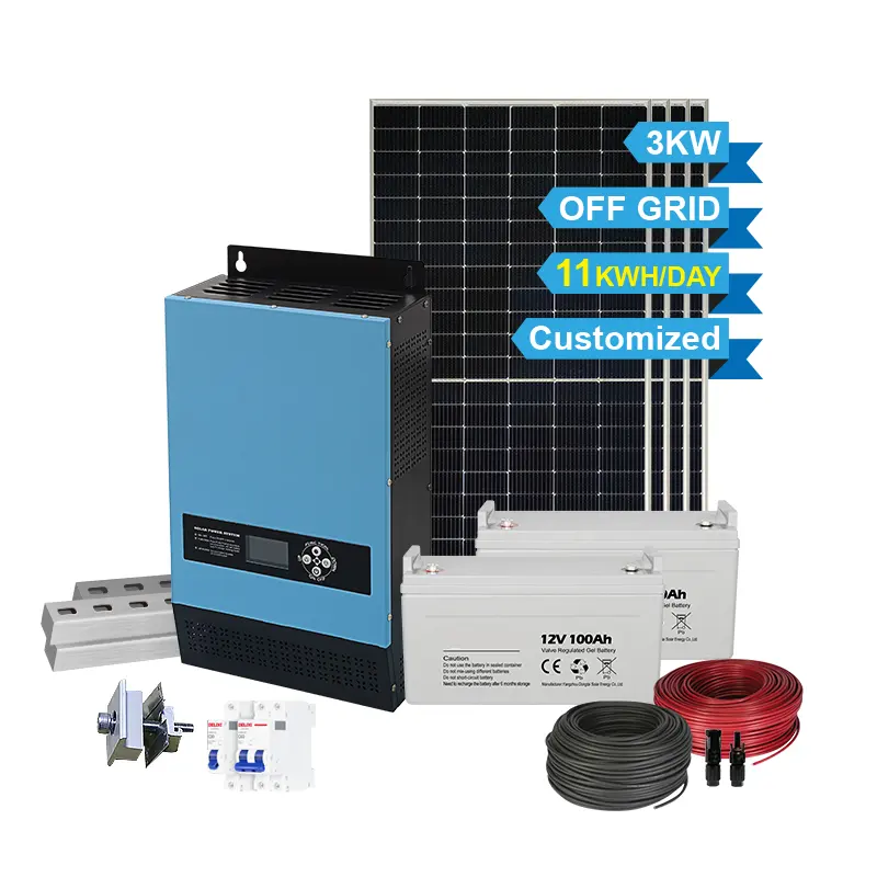 Sistem energi surya, 1KW 2KW 3KW 5kW Off Grid Hybrid Panel surya Power Pv sistem penuh Set untuk penggunaan rumah