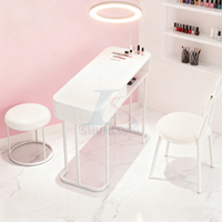 Salon de manucure de luxe table et chaises de manucure double places blanches ensemble table et chaises de salon de beauté moderne ensembles de table et de chaises de salon de manucure
