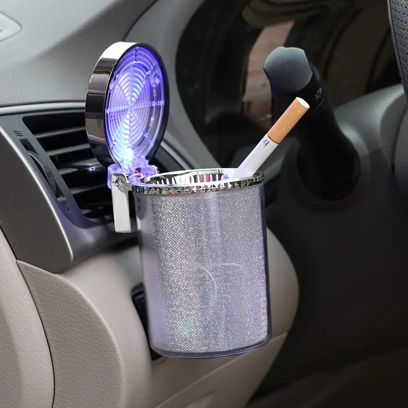 Car Accessories Portable LED Light Car Ashtray Universal Outlet Cigarette Ashtray Cylinder Holder Car Styling