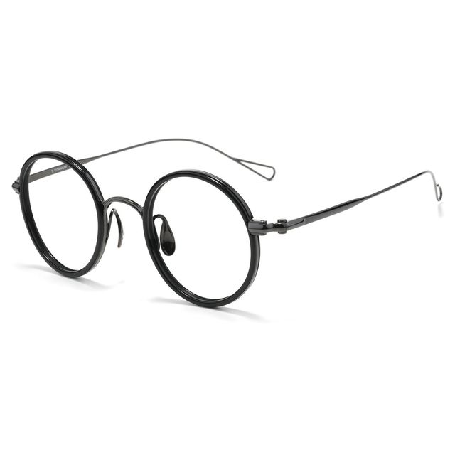 Pure Titanium Punk Style Full-Rim Geometric Pattern Designer Small Size Myopia Glasses Frame for Men's Danyang Advanced Sense