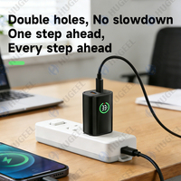 HUGEEL Nouveau chargeur USB C 25W, adaptateur de voyage Type C avec affichage HD discret, charge rapide PD pour téléphone et tablette, kit de charge