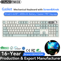 Nouveau clavier mécanique de jeu sans fil 2026 à 104 touches, Bluetooth, tri-mode, à montage Gasket, échangeable à chaud, avec écran LCD intelligent et bouton rotatif