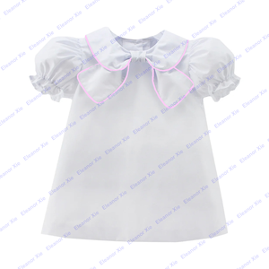 100% algodón bordado en blanco niños niñas camisetas de manga corta con <span class=keywords><strong>volantes</strong></span> recién nacido bebé niña <span class=keywords><strong>camiseta</strong></span> - Product Image 2