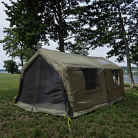 Tente gonflable de glamping portable quatre saisons Oxford pare-soleil imperméable double couche deux chambres à coucher salon vert 8 + 8 Camping