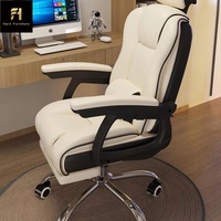 Mobilier de Bureau Blanc Élégant, Chaise de Bureau Pivotante Réglable à Dossier Haut en Cuir Noir de Luxe Moderne Avec Roulettes
