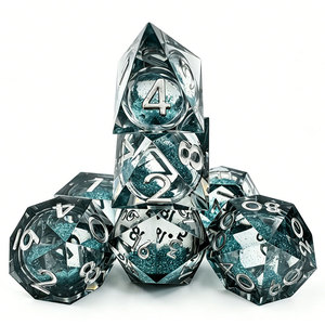 High Quality Blue Glitter Liquid <b>Dice</b> <b>Set</b> Sharp Edge Resin DND <b>Dice</b> for Adult Board Game Accessories - Product Image 3