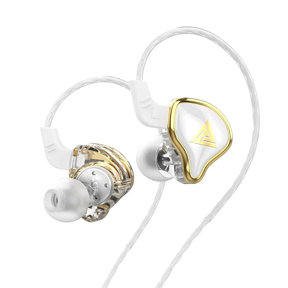 QKZ AK6 earphone berkabel, headphone subwoofer kabel colokan 3.5mm dengan MIK berkabel, earbud bebas genggam untuk olahraga Lari