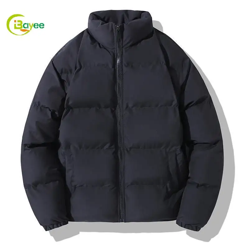 Wholesale Black Warm Puffer Bubble Jacket Custom Full Zip Up Men Jaket Winter Down Jacket Dropshipping