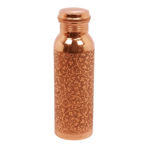 Bouteille d'eau en cuivre en gros avec motif floral, couvercle anti-fuite, bouteille d'eau en cuivre à vendre par les exportateurs - Product Image 2