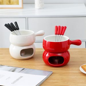 Vente chaude Restaurant Hôtel <span class=keywords><strong>Fromage</strong></span> Personnalisé Pot à <span class=keywords><strong>Fondue</strong></span> <span class=keywords><strong>Suisse</strong></span> Rouge Mini Pots à <span class=keywords><strong>Fondue</strong></span> au Chocolat en Céramique - Product Image 1