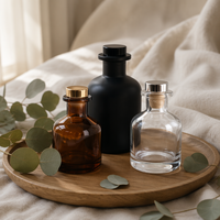 Bouteille diffuseur d'arômes en verre 50ml 100ml 150ml 250ml Noir mat Ambre Contenant vide pour bâtonnets diffuseurs Emballage parfum maison Vente en gros Usine