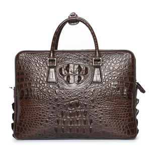 Bolso de Negocios de Cuero Genuino para Hombre con Patrón de Cocodrilo <span class=keywords><strong>Siamés</strong></span> de Europa del Este, Bolso de Hombro de Gran Capacidad, Maletín - Product Image 4
