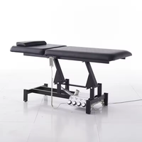 Lit de beauté facial électrique professionnel HICOMED à commande au pied, 2 moteurs, en cuir PU noir, réglable