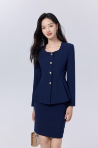 Costume professionnel pour femmes, vente en gros OEM, automne-hiver, uniforme <span class=keywords><strong>de</strong></span> réceptionniste d'hôtel, tenue <span class=keywords><strong>de</strong></span> travail <span class=keywords><strong>de</strong></span> bureau - Product Image 3