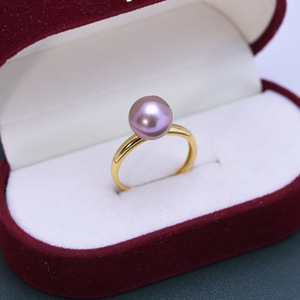 Bague ajustable en argent 925 avec perle d'eau douce de 9-10 mm, presque parfaite, forte brillance, pour diffusion en direct, bagues en perles transfrontalières - Product Image 1