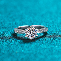 OEM Bagues Solitaires en Argent Sterling 925 avec Moissanite pour Femme, Fabrica Anillo Moissanita Solitario 6 Garras Plata Mayoreo
