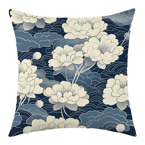 Housse de coussin lombaire carrée Hanlin bleue et blanche à motifs floraux, lavable, pour canapé de salon - Product Image 5